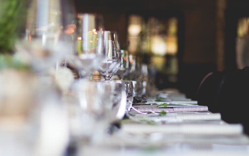 wine glasses on table