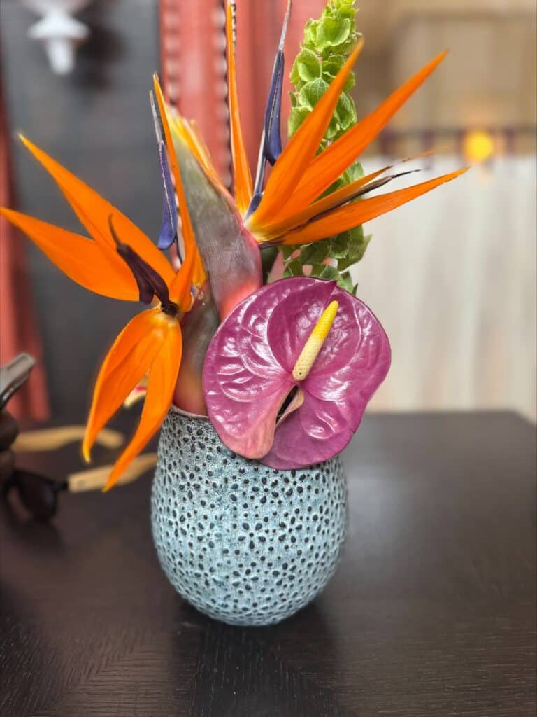 Flowers at a winery in wine country in South Africa