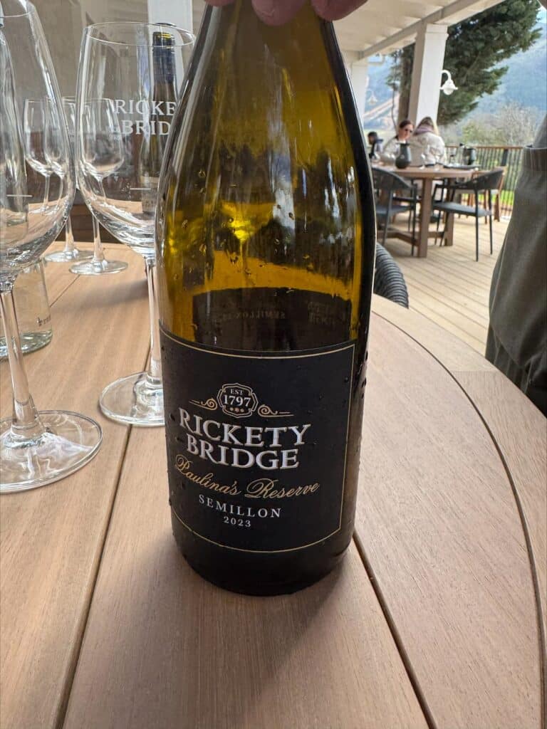 Bottle of Rickety Bridge wine