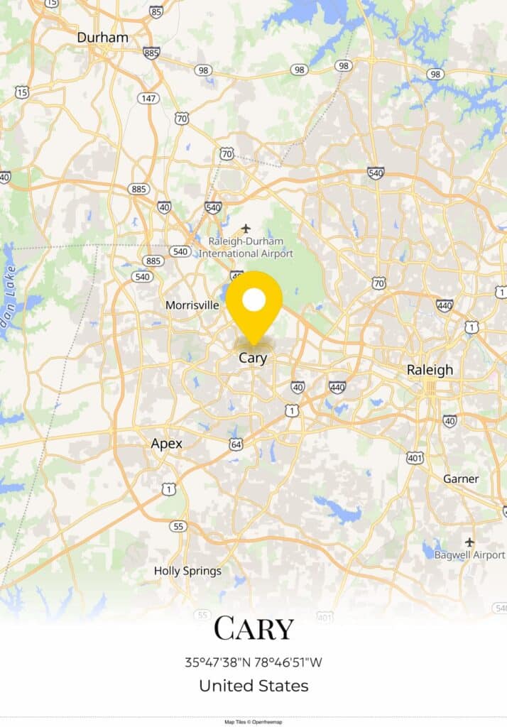 Map of Cary, North Carolina